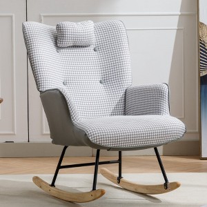 35.5 Inch Rocking Chair Comfy Wingback Glider Rocker with Safe Solid Wood Base for Living Room Bedroom - 1 of 4