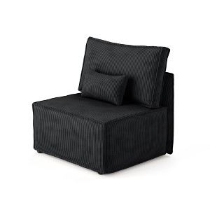 XIZZI Modular Corduroy Sectional Sofa: 5 Sold-Separately Units (Corner, Arms, Ottoman) | Black/Camel | Standard/Large Cushion Options | DIY Friendly - 1 of 4
