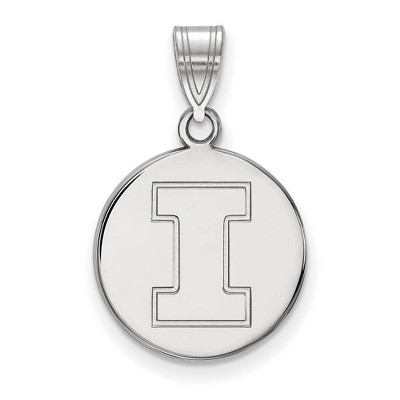 Black Bow Jewelry 14k White Gold Illinois Fighting Illini NCAA Medium Pendant