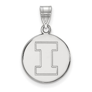 Black Bow Jewelry 14k White Gold Illinois Fighting Illini NCAA Medium Pendant - 1 of 3