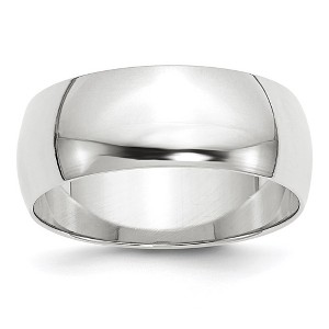 Black Bow Jewelry 7mm or 8mm 10K White Gold Lightweight Half Round Standard Fit Band - 1 of 4