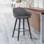 26" Crimson Faux Leather Wood Counter Height Barstool Gray - Armen Living