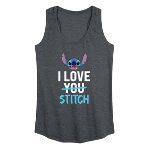 Women's - Lilo and Stitch - I Love Stitch Graphic Racerback Tank - 1 of 4
