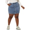 Agnes Orinda Women's Plus Size Denim Button Side Pocket Casual Jean A-Line Mini Skirt - 3 of 4