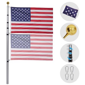 Outdoor Flag Poles, Flag Pole for Outside In Ground with American Flag and Ornament Ball for Residential or Commercial - 1 of 4