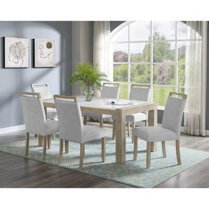 NicBex 5PCS/7PCS Dining Table Set,Marble Stone Rectangular Dining Table with 4/6 Full Back Upholstered Chairs for 4/6,Gray - 1 of 4
