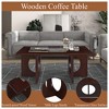 Tempered Glass Coffee Table Wood Cocktail Table Sofa Side Table Center Table Conference Table Game Table, Black/Espresso-ModernLuxe - 3 of 4