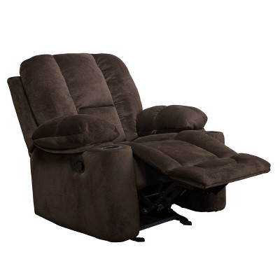 Gannon Solid Wood Glider Recliner Chair in Chocolate Brown