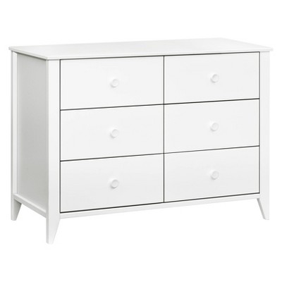 White Pinewood 6-Drawer Scandinavian Double Dresser