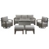 4 Pieces Patio Furniture Set with 41" Propane Fire Pit Table, Deep Seating Wicker Sofa Couch with Swivel Glider Chairs Set Patio Conversation Set - 2 of 4