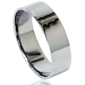 Pompeii3 Mens Black Gold 6mm Flat Polished Wedding Band - 1 of 4