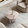 Natural Marble Coffee Table,Small Round 17 W x15 H Inch Coffee Table for Living Room,Modern Real Marble Coffee Table-Cuddlewood - 2 of 4
