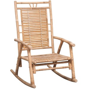 vidaXL Rocking Chair with Cushion Patio Sun Lounger Seating Furniture Bamboo - Taupe 47.2" x 19.7" x 1.6" - 1 of 4