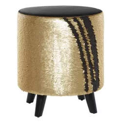 Stool, Cylinder Polyester Sequin Silver - Olivia & May