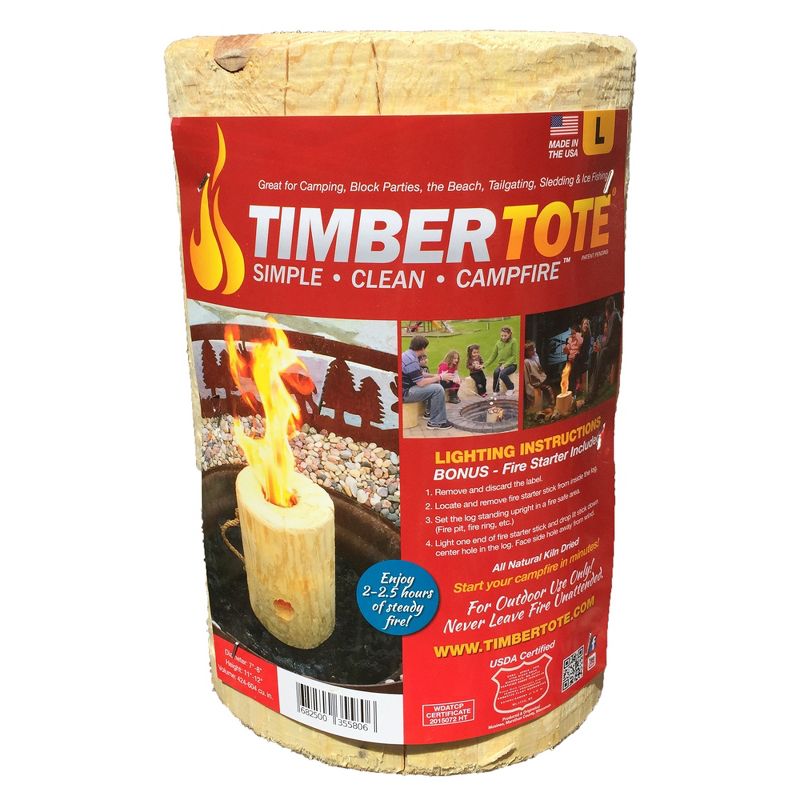 TimberTote Large 12 Inch x 8 Inch One Log Campfire Camping Cooking Camp Fire Wood Log, 1 of 7