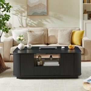 Bella Depot Modern 46.5" Coffee Table with Drawers and Storage Compartments with Curved Contour Design - 1 of 4
