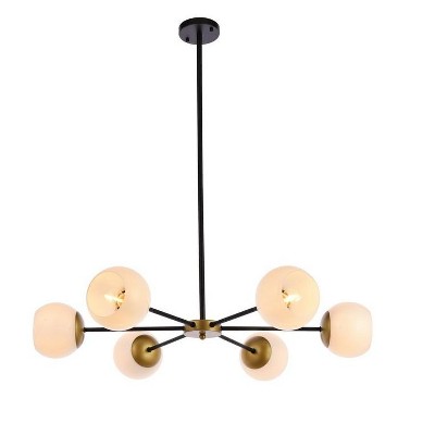 Elegant Lighting Briggs 36 inch pendant in black and brass with white shade