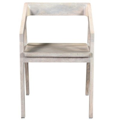 HomeRoots Upholstered Polyester Open Back Dining Arm Chairs