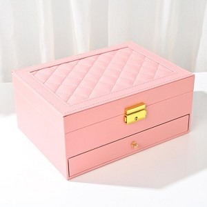 Jewelry Box - Large PU Leather Jewelry Organizer Storage Case with Two Layers Display - 1 of 4