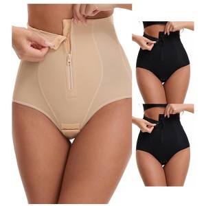 INSPIRE CHIC Women's 3 Packs Hook Zipper Front Closure Slimming Waist Butt Lifter Control Panties Briefs - 1 of 4