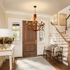 BAOURE Rustic Foyer Chandelier 8 Light Farmhouse Candle Style Light Fixtures, 30in Vintage Faux Wood Chandeliers for Dining Room Entryway, Brown - 2 of 4