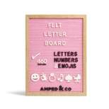 Amped Co - 16"x12" Premium Felt Letter Board: 460 Letters, Oversized Emojis, Oak Wood Frame, PreCut Letters in 3 Canvas Bags