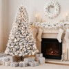 4.5-9Ft Christmas Tree, Snow Flocked PVC Xmas Tree with Warm White Lights, Foldable Metal Stand & Pine Cones, for Home Holiday Decor, Green & White - 4 of 4