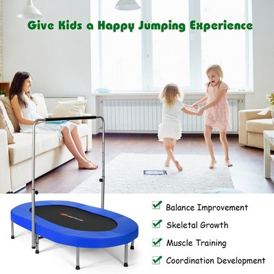 Blue Oval Kids' Double Mini Fitness Trampoline with Adjustable Handle