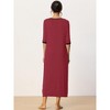 cheibear Women's 3/4 Sleeve Soft Lounge Long Sleepwear Dress with Pockets - 3 of 4