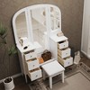 KTMBDW Makeup Vanity Desk with Triple Mirror, Dressing Table Set with Stool and 6 Drawers, Full Length Mirror for Bedroom Dressing Room, White - 3 of 4