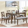 CAVINAS 58.5" Dining Table Set for 6 Rectangular Wood Dining Table with 4 Upholstered Chairs and a Bench - 3 of 4