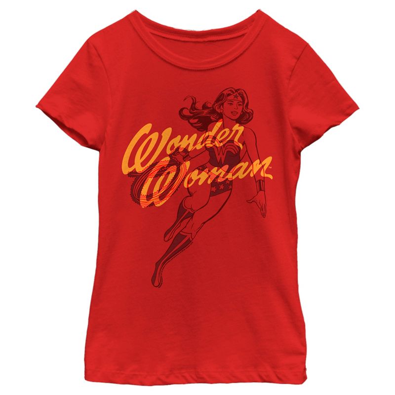Girl's Wonder Woman Logo Sketch T-Shirt, 1 of 6