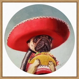 16" x 16" Mi Taco Mi Amigo Dog by Lucia Heffernan Framed Wall Canvas - Amanti Art: Pug Artwork, Home Decor - 1 of 4
