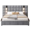 NicBex Queen/King Upholstered Bed Frame with Wide Velvet Headboard,Platform Bed Frame with Reading Lamp and USB,No Box Spring Needed,Easy Assembly - 4 of 4