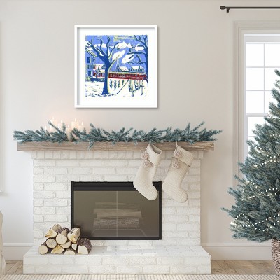 Winter Nature Vistas Blue and White Framed Wall Art Print