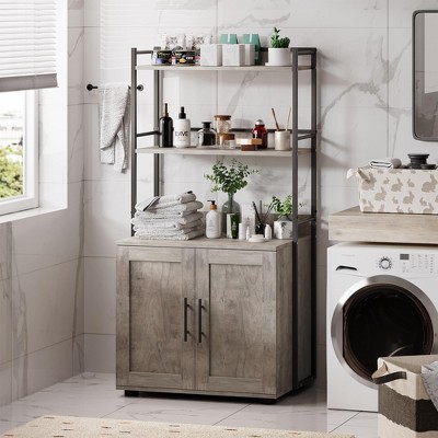 Cat Litter Box Enclosure with Shelf Storage, 2-in-1 Hidden Cat Furniture, Indoor Cat Cabinet