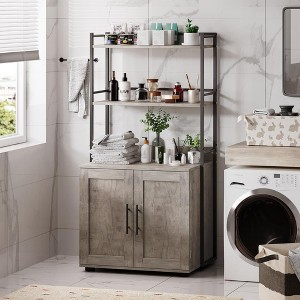 Cat Litter Box Enclosure with Shelf Storage, 2-in-1 Hidden Cat Furniture, Indoor Cat Cabinet - 1 of 4