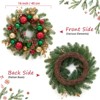 Prelit Christmas Wreath with 30 LED Lights Red Green Gold Ball Ornaments for Front Door - 3 of 4