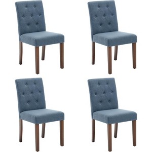 Button Tufted Dining Chairs Set - Upholstered Fabric Kitchen Chairs with Wood Legs & Padded Seats - Living Room Kitchen Furniture - 1 of 4