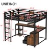 Queen Size Metal Loft Bed with Desk and Storage Drawers - 4 of 4