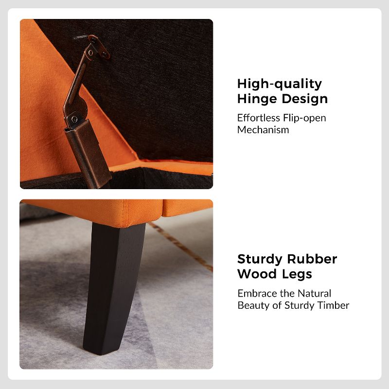 Sara 51.5" Wide Velvet Contemporary Storage Bench With rubberwood leg|ARTFUL LIVING DESIGN, 4 of 10