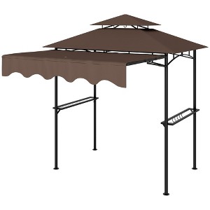 Aghana Digitals Weatherproof BBQ Grill Gazebo with Adjustable Awning, Double-Top Vent, Side Shelves - 1 of 4