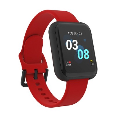 iTouch Air 3 Smartwatch: Black Case with Red Strap