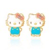 Sanrio Hello Kitty Brass Flash Plated Enamel and Pink Cyrstal Stud Earrings - 3 of 4