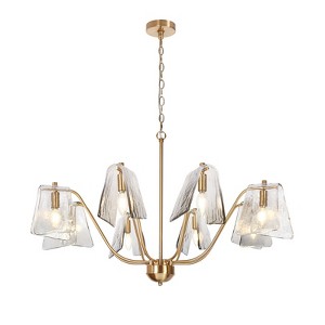 LNC Afmean Modern  Luxury  Glass Chandelier/Island Pendant Lights,Gold and Smoked Glass,17in/35.4in/41/5in - 1 of 4