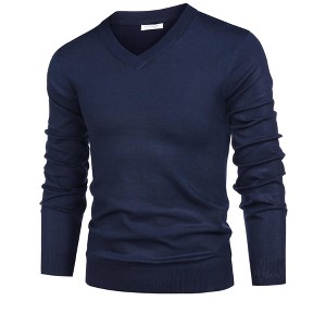 COOFANDY Mens V Neck Dress Sweater Long Sleeve Slim Fit Fashion Pullover Sweater - 1 of 4