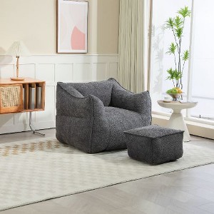 CAVINAS Bean Bag Chair for Adults and Kids, Durable Comfort Lounger High Back Bean Bag Chair Couch with Footstool, Indoor & Outdoor - 1 of 4