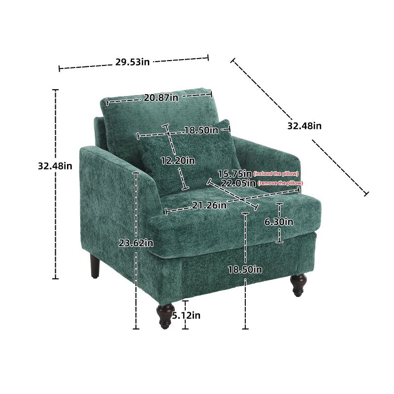 Deja Wood Frame Chenille Accent Chair, Modern Armchair for Living Room - Maison Boucle, 4 of 10