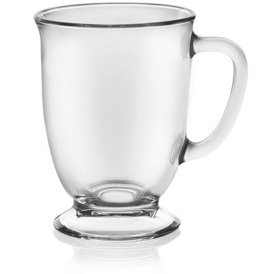 Libbey Kona Clear Glass Coffee Mugs, 16-ounce, Set of 6