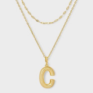 14K Gold Dipped Cubic Zirconia Duo C Initial Multi-Strand Necklace - A New Day™ Gold - 1 of 4